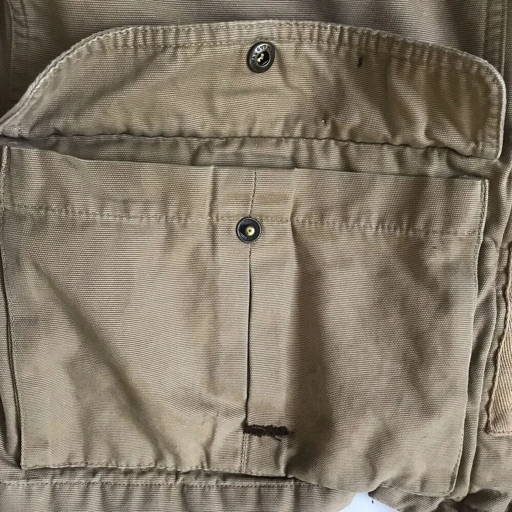 Eddie Bauer Jacket Mens L Chore Barn Field Coat Plaid Lined Corduroy Collar Cuff